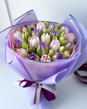 Zefyrinių tulpių valgoma puokštė, 20 vnt