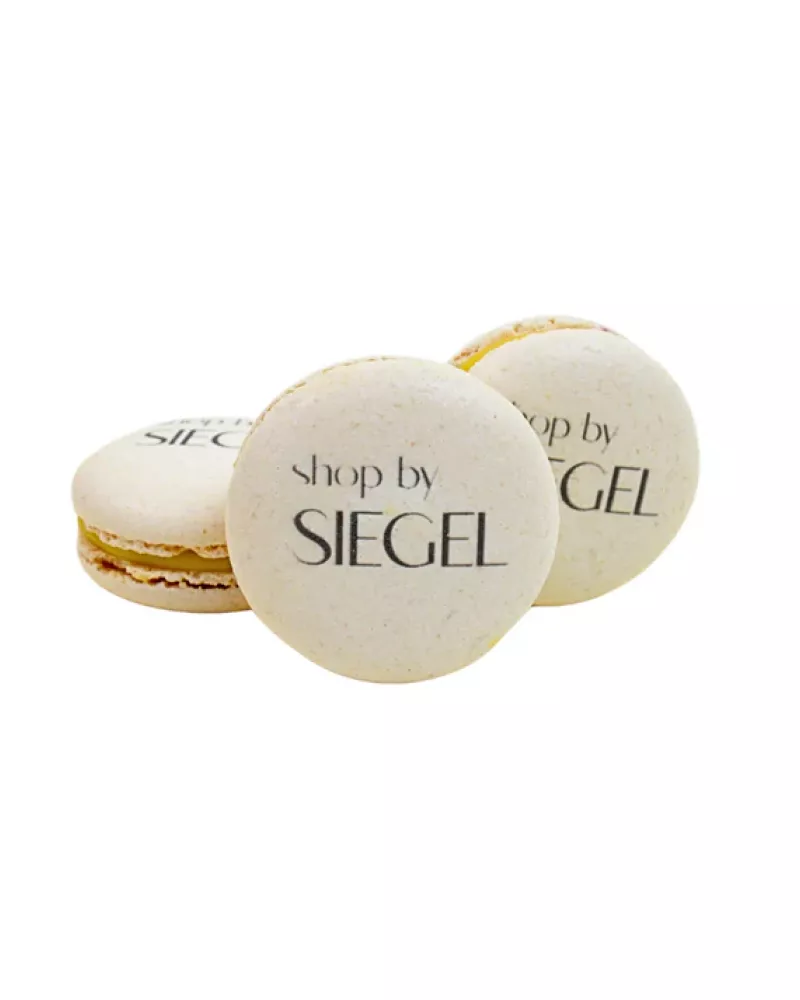 Macarons su logotipu, užrašu ar paveikslėliu
