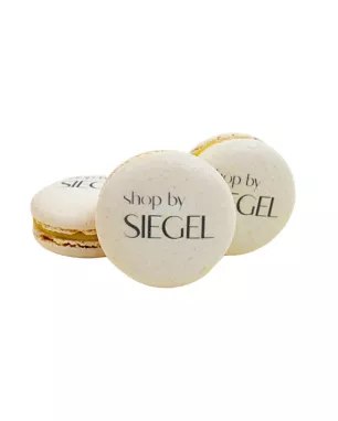 Macarons su logotipu, užrašu ar paveikslėliu