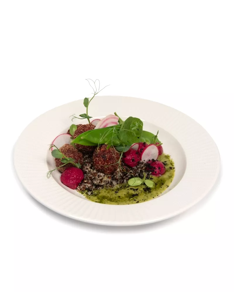 Burokėlių falafeliai su žalumynų Pesto (Vegan)