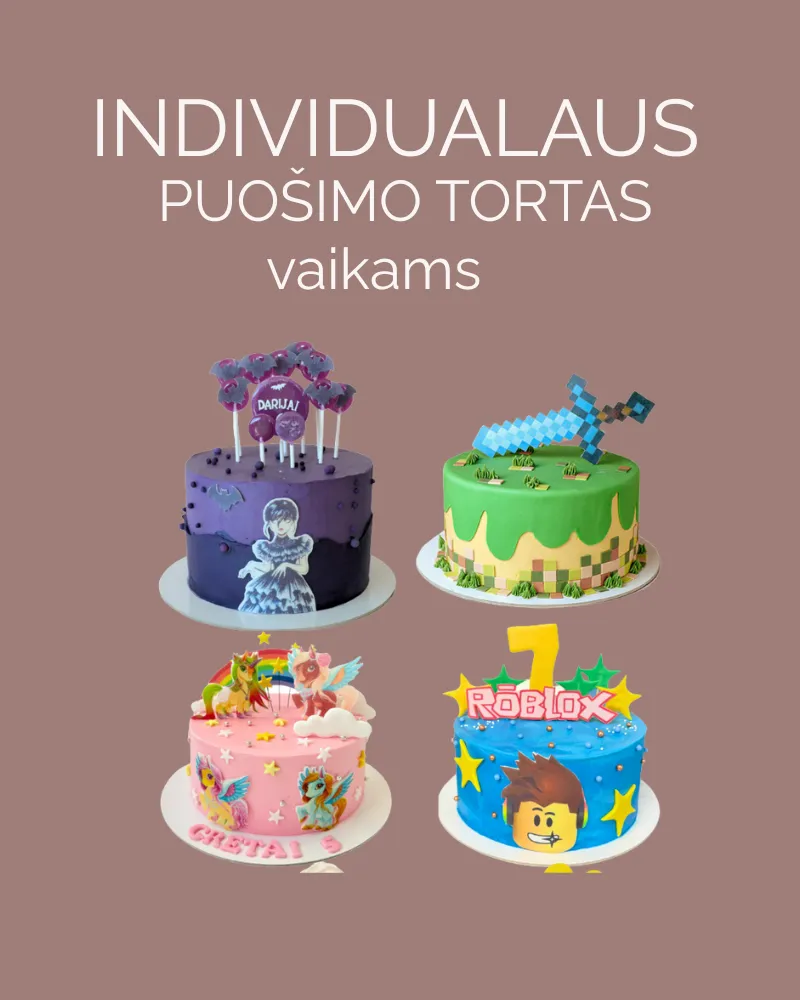 ALKAVA - individualus užsakymas (tortai vaikams su dekoracijomis)