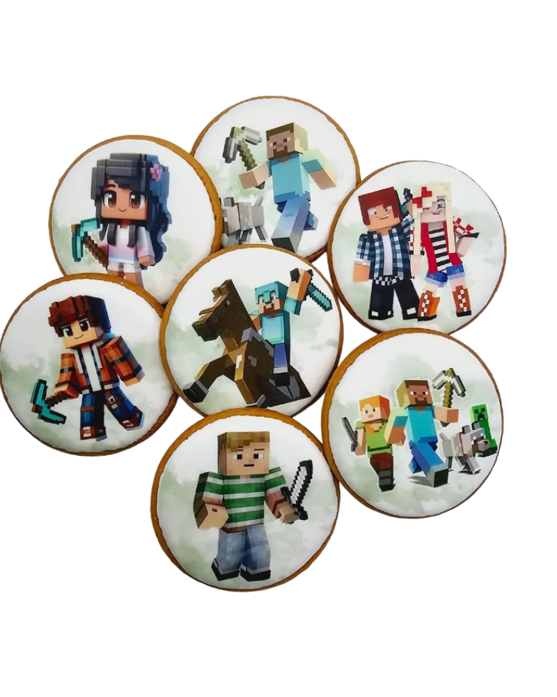 Dekoruoti meduoliniai sausainiai „Minecraft”