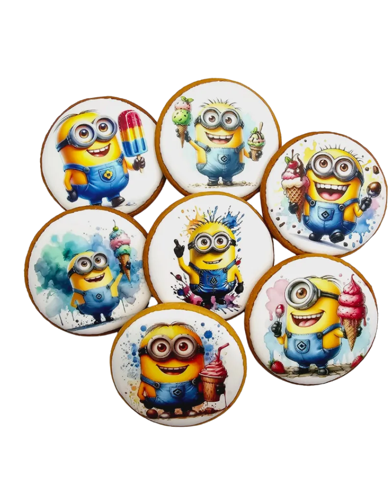 Dekoruoti meduoliniai sausainiai „Minions”