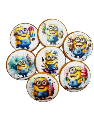 Dekoruoti meduoliniai sausainiai „Minions”
