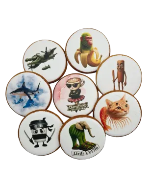 Dekoruoti meduoliniai sausainiai „Italian Brainrot”