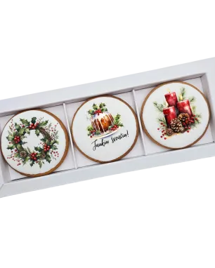 Dekoruoti meduoliniai sausainiai „Kalėdos”, 3vnt. (K55)