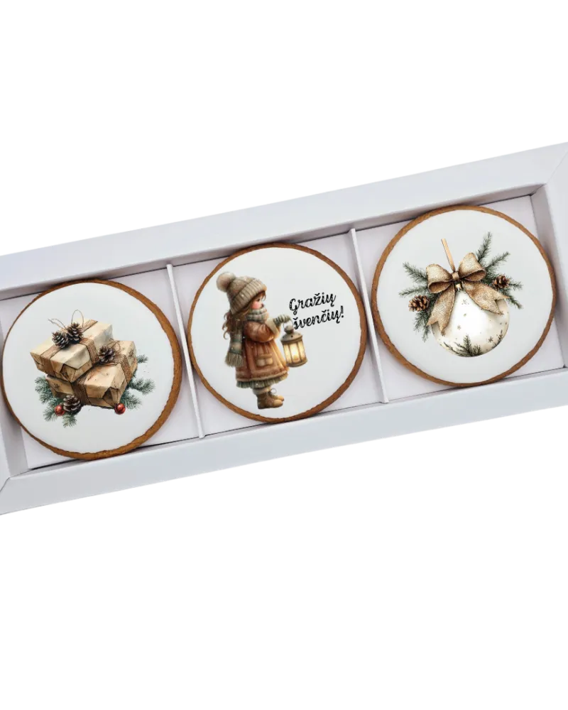 Dekoruoti meduoliniai sausainiai „Kalėdos , 3vnt. (K59)