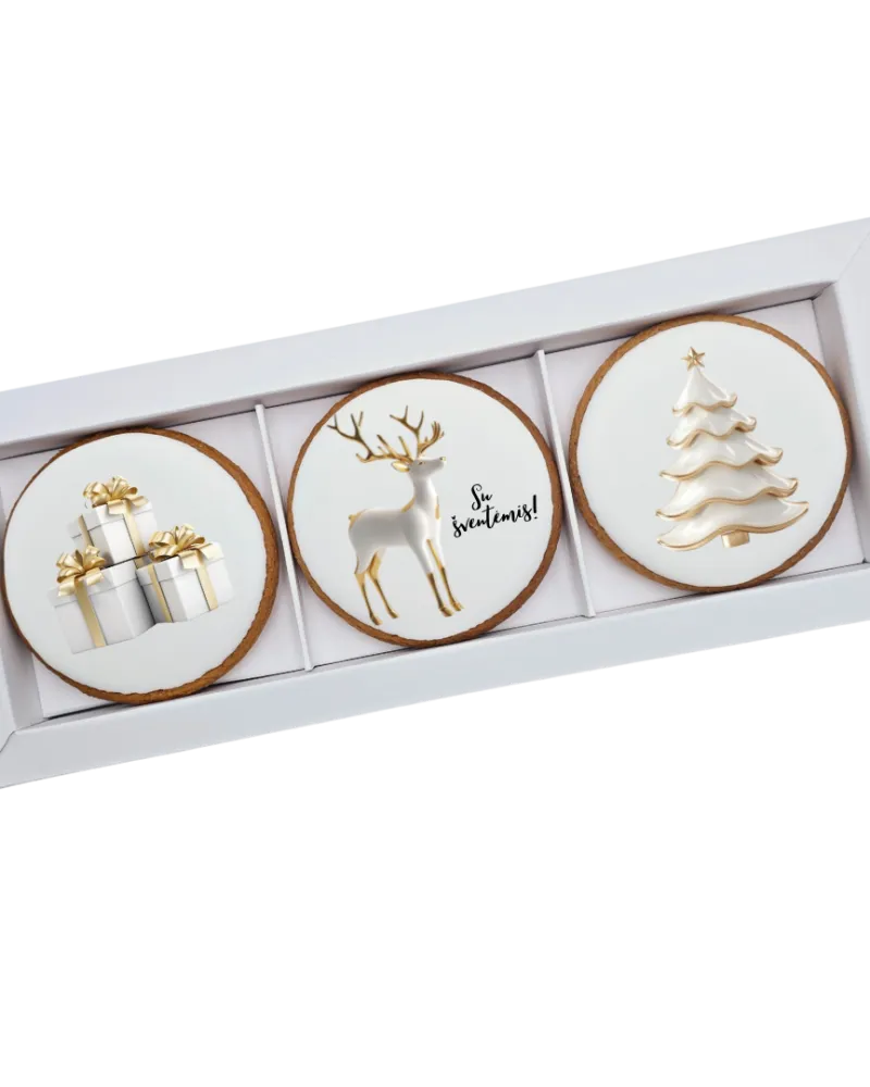 Dekoruoti meduoliniai sausainiai „Kalėdos”, 3vnt. (K63)