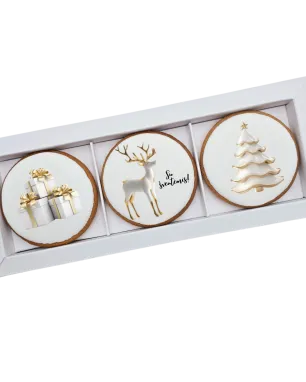 Dekoruoti meduoliniai sausainiai „Kalėdos”, 3vnt. (K63)