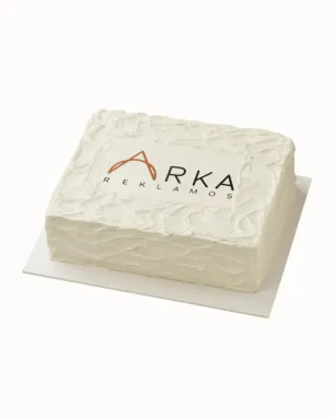 Tortas su logotipu ir grietinėlės aptepimu