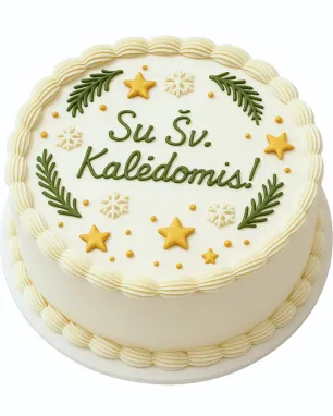 Apvalus tortas su šventiniu dekoru