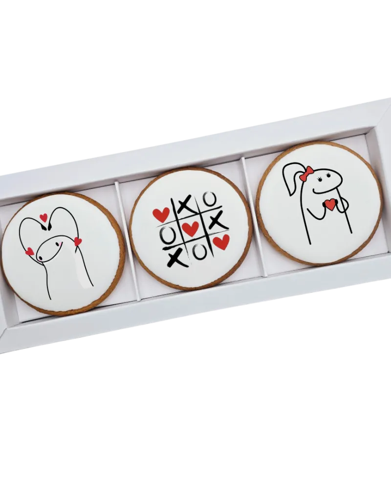 Dekoruotų meduolinių sausainių rinkinys „Valentino diena” V1, 3 vnt.