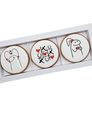 Dekoruotų meduolinių sausainių rinkinys „Valentino diena” V1, 3 vnt.