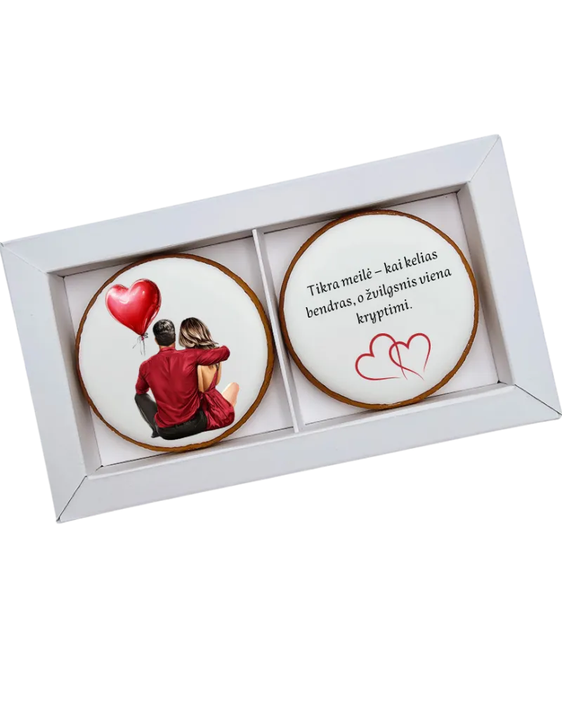 Dekoruotų meduolinių sausainių rinkinys „Valentino diena” V7, 2 vnt.