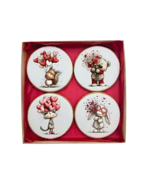 Dekoruotų meduolinių sausainių rinkinys „Valentino diena” V14, 4vnt.