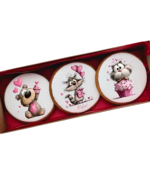 Dekoruotų meduolinių sausainių rinkinys „Valentino diena” V19, 3 vnt.