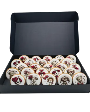 Dekoruoti meduoliniai sausainiai „Valentino diena” V27, 25 vnt.