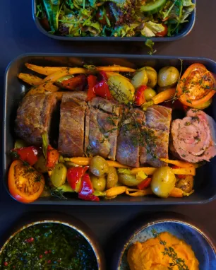 Porketa su rūkyta itališka pažande „Guanciale“ (4–6 asmenims)