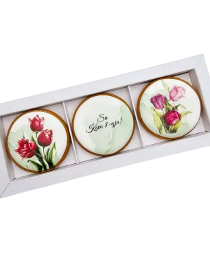 Dekoruoti meduoliniai sausainiai „Moters diena 4” 3 vnt.