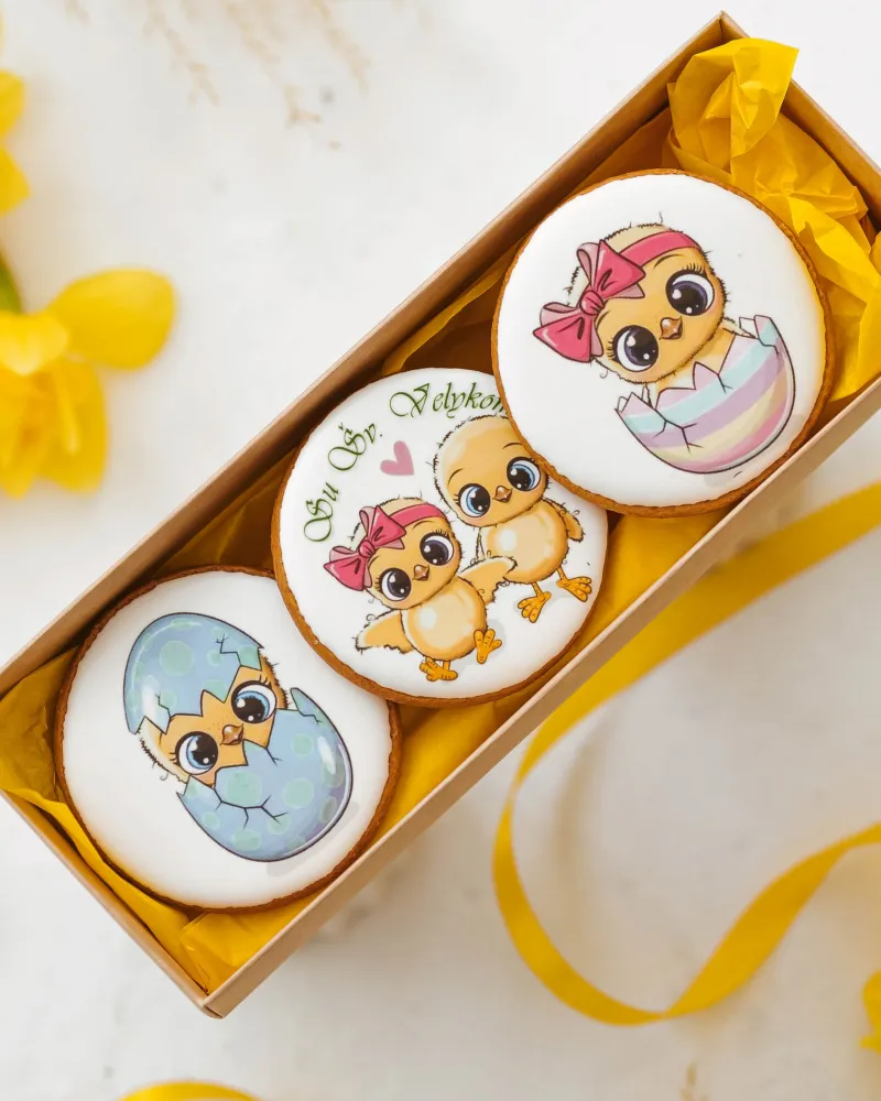 Dekoruoti meduoliniai sausainiai „Velykos 28“ 3 vnt.