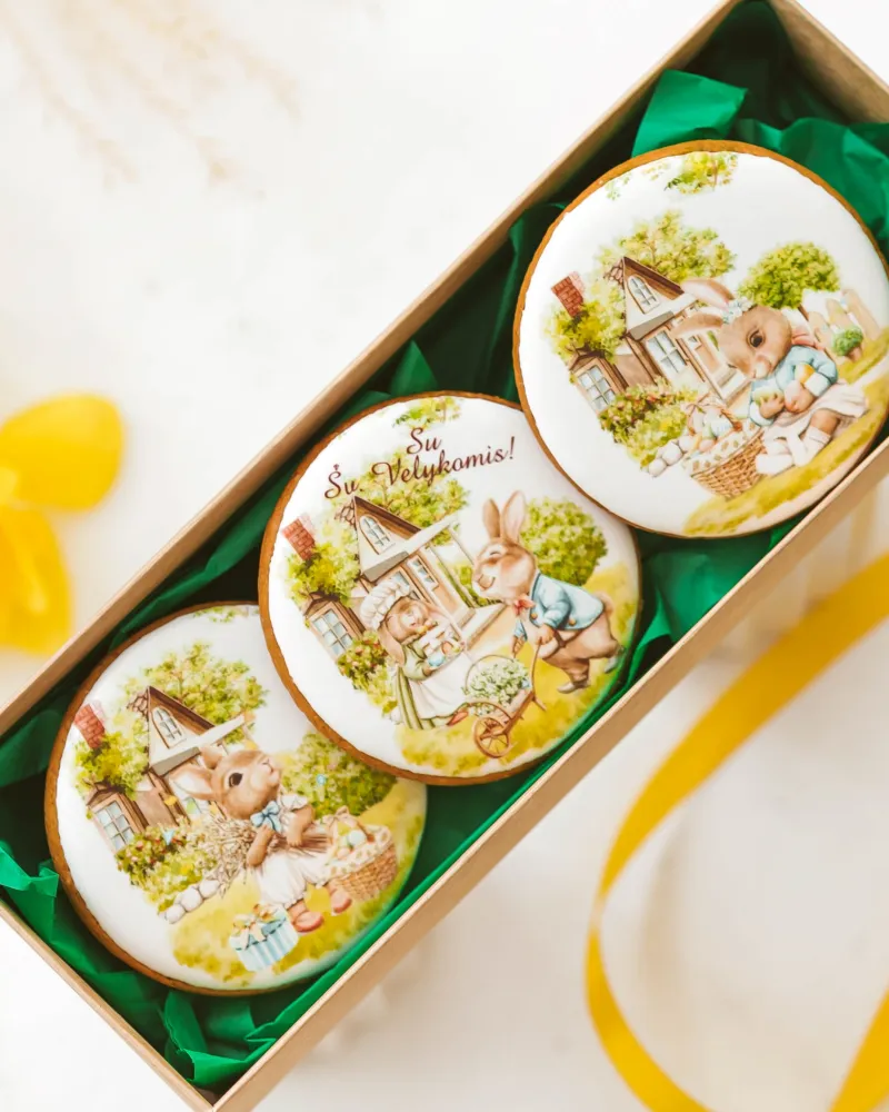 Dekoruoti meduoliniai sausainiai „Velykos 25“ 3 vnt.