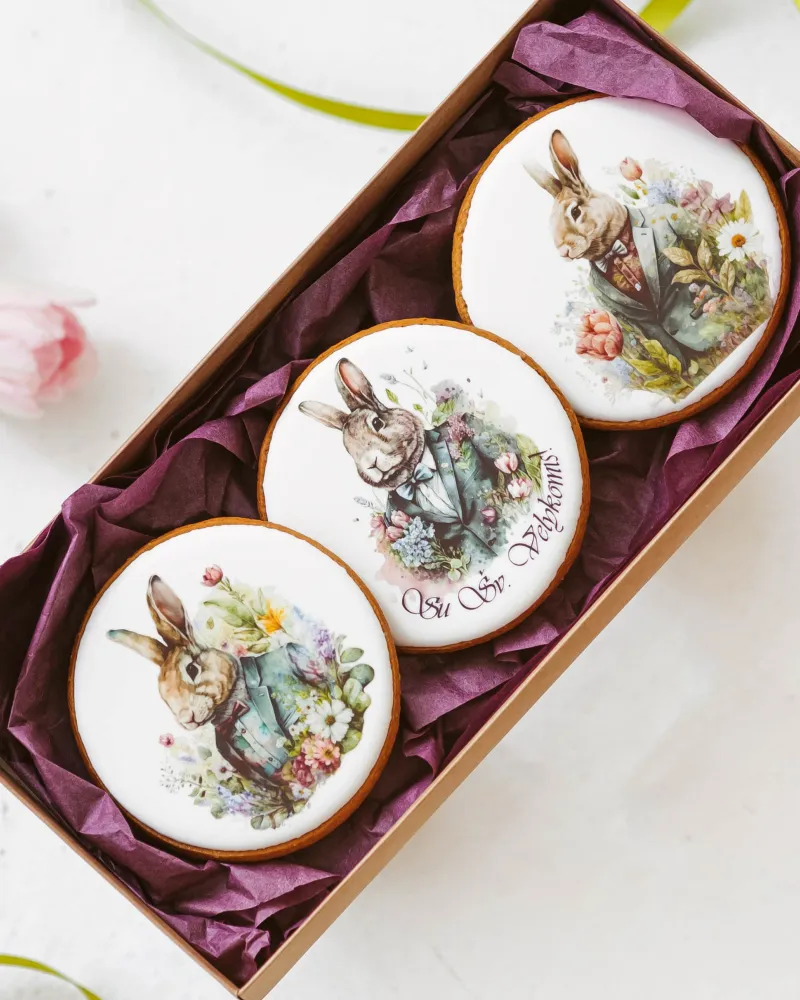 Dekoruoti meduoliniai sausainiai „Velykos 21“ 3 vnt.