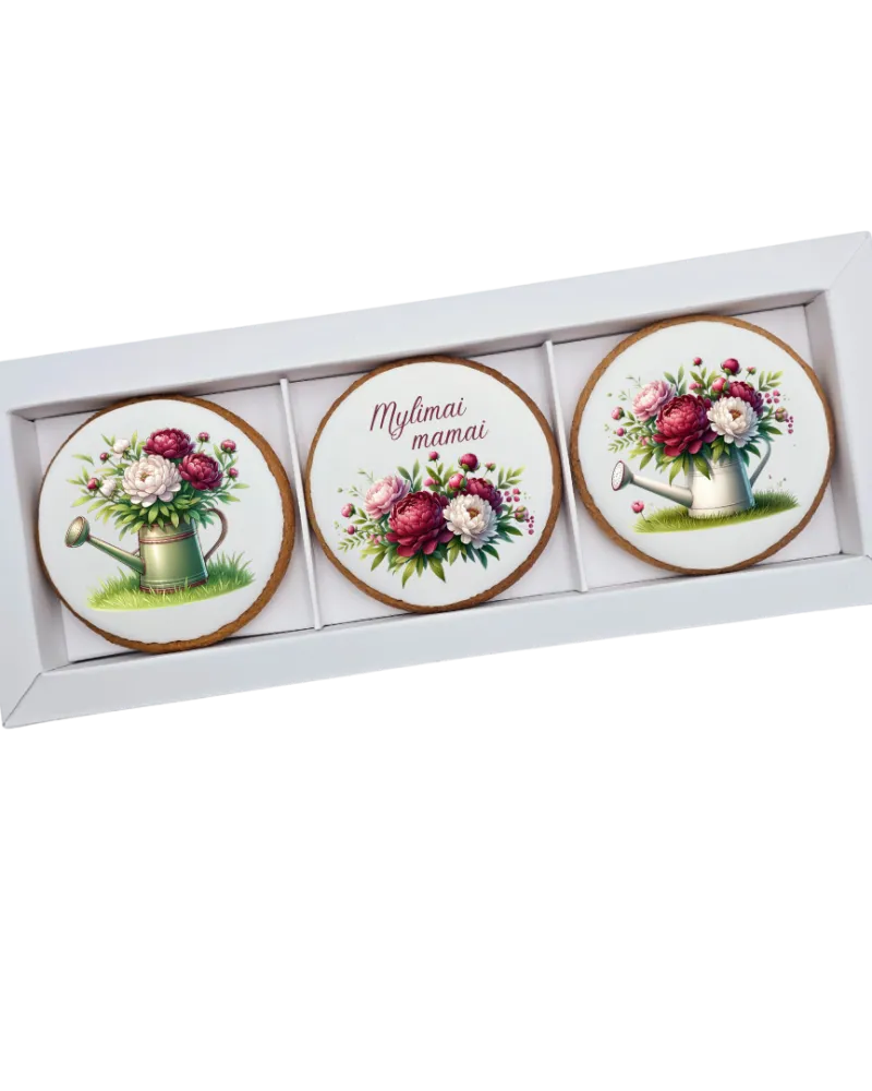 Dekoruoti meduoliniai sausainiai „Mamos diena10” 3 vnt.