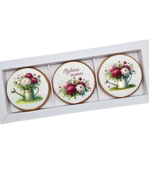 Dekoruoti meduoliniai sausainiai „Mamos diena10” 3 vnt.