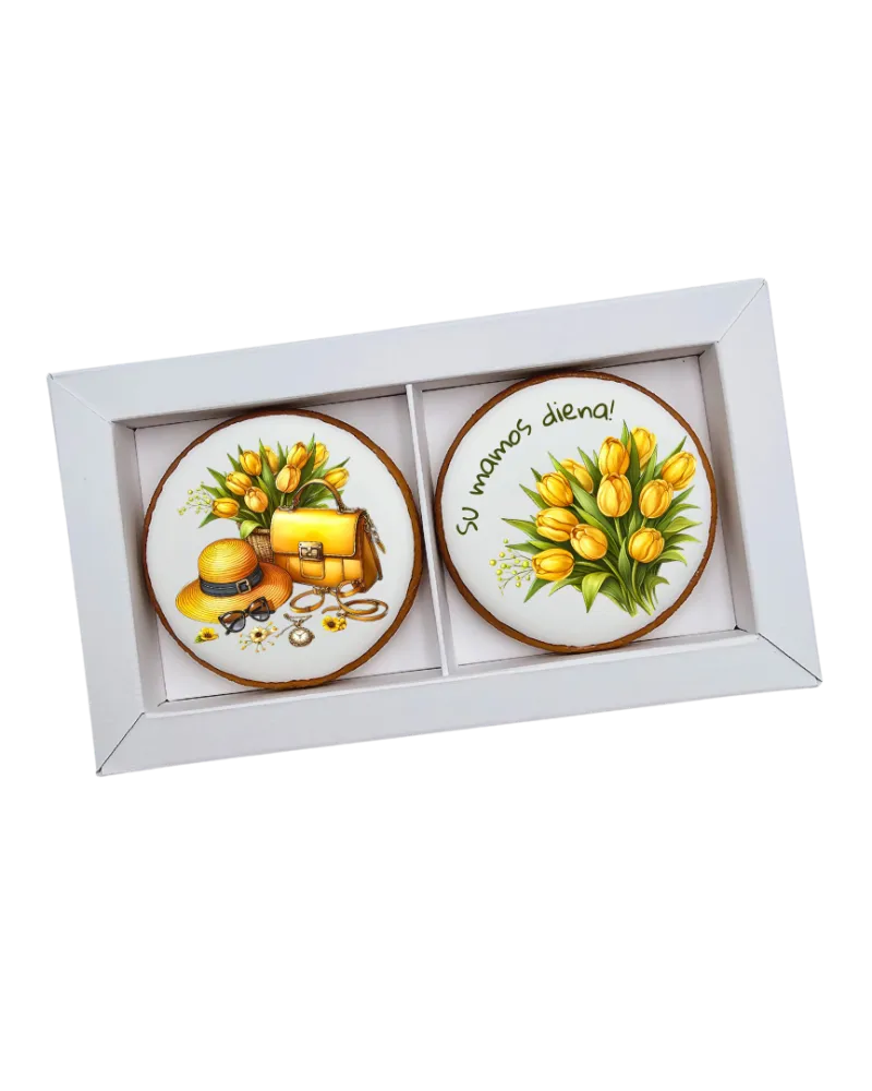 Dekoruoti meduoliniai sausainiai „Mamos diena11” 2 vnt.