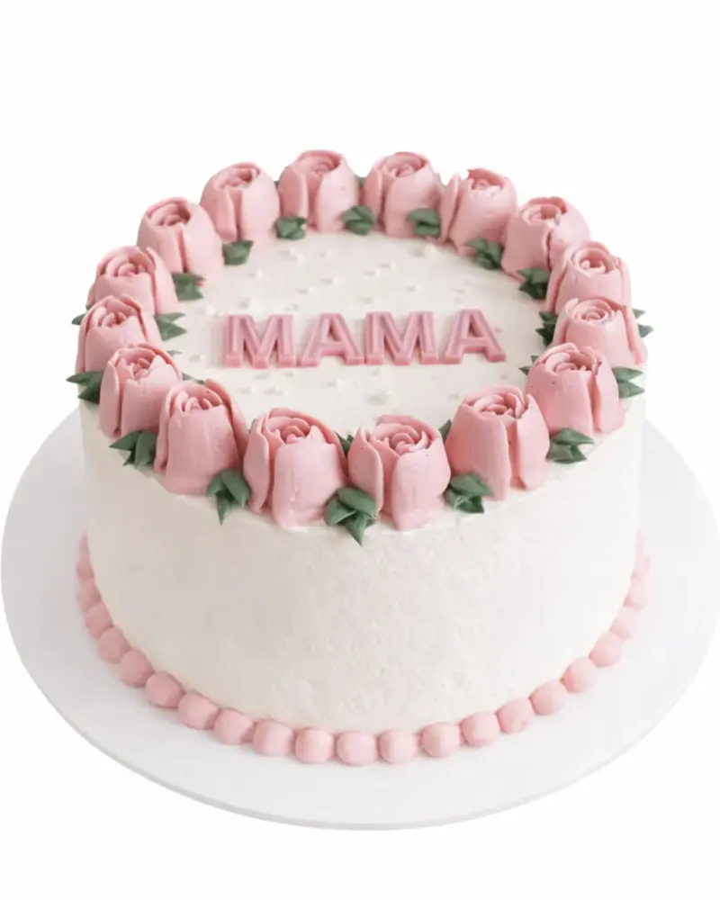 Tortas MAMA su tulpėmis