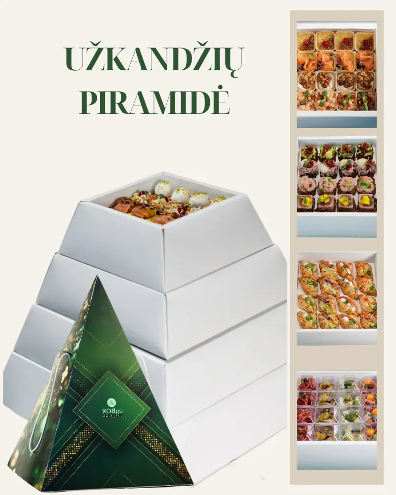 Užkandžių piramidė (kruasanai + užkandžiai + tapai + vienakąsniai) Nr.1