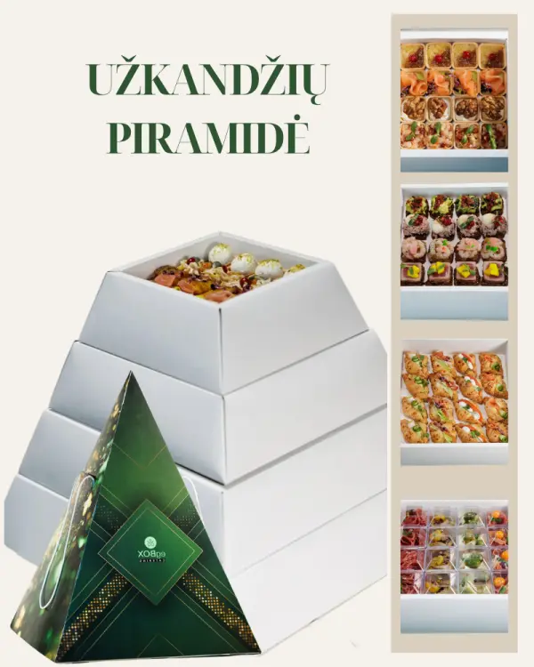 Užkandžių piramidė (kruasanai + užkandžiai + tapai + vienakąsniai) Nr.1