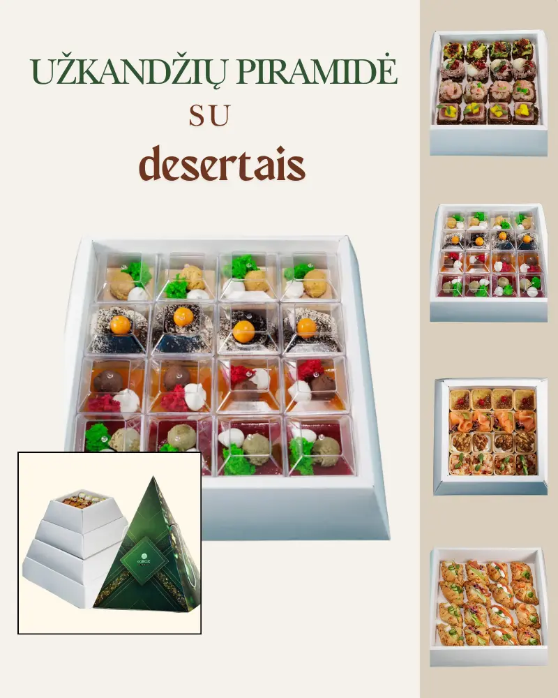 Užkandžių piramidė (kruasanai + desertai + tapai + vienakąsniai) Nr.5