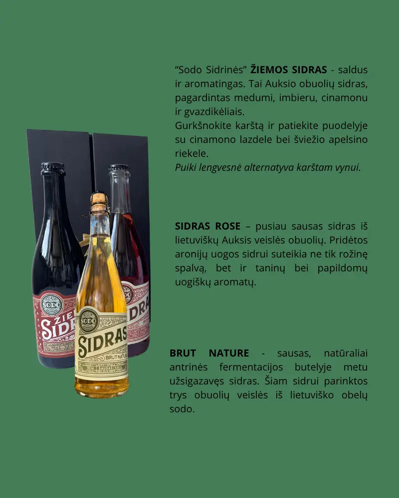 Kalėdinė dovana "Gruodžio sodas" - žiemos sidras ir rankų darbo obuolių sūris, (nuo 20 vnt.)