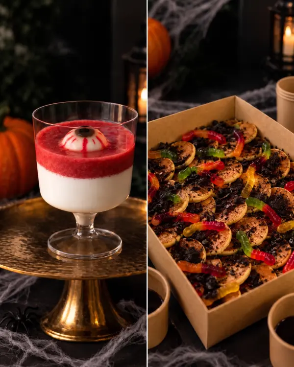 Mini blynelių kapinės ir 9 vnt panna cotta